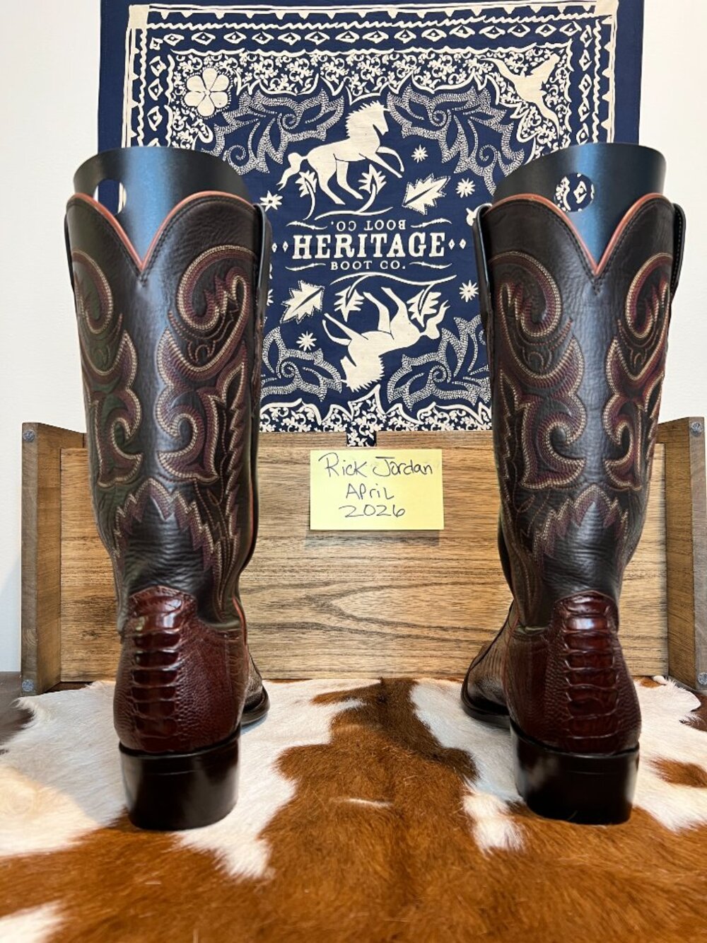 [SOLD] Lucchese Exotic Ostrich Leg Cowboy Boots in Men's Size 9D - Picture 5 of 9